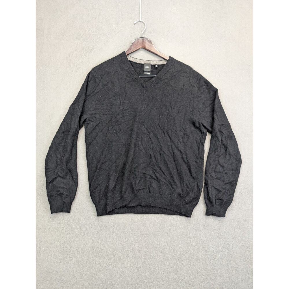 Black Saks Fifth Avenue 100% Cashmere Black V-Neck Sweater Soft Men's Medium